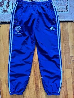 adidas Royal Blue Chelsea Track Joggers with White Stripe very flexible like new